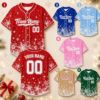 Picture of Personalized Christmas Baseball Jersey, Custom Name Number Snowflake Shirt, Holiday Team Jersey, Family Xmas Gift, Winter Sports Top