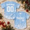 Picture of Personalized Christmas Baseball Jersey, Custom Name Number Snowflake Shirt, Holiday Team Jersey, Family Xmas Gift, Winter Sports Top