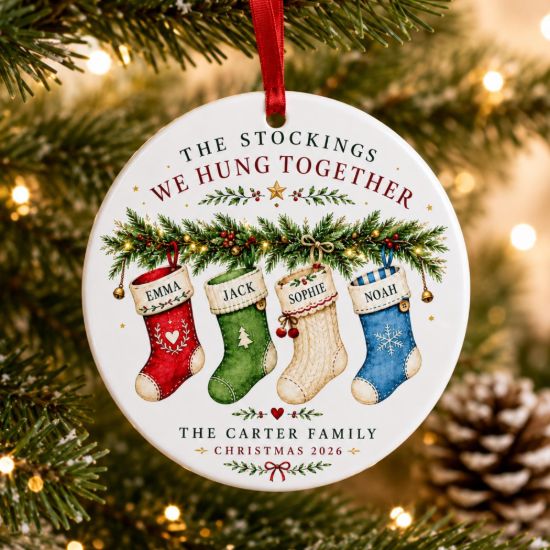 Picture of Personalized Family Ornament, Custom Stocking Christmas Ornament with Names, Family Christmas Keepsake Gift, Parents Grandparents Gift 2026