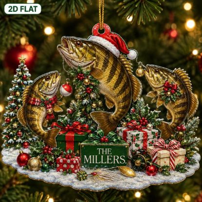Picture of Personalized Largemouth Bass Christmas Ornament, Custom Bass Fishing Acrylic Ornament, Fisherman Gift, Angler Keepsake, Fishing Decor 2026