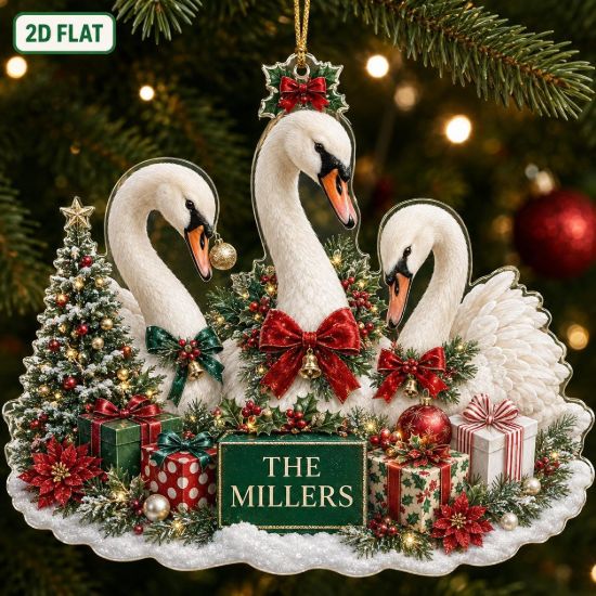 Picture of Personalized Swan Family Christmas Ornament, Custom White Swan Acrylic Ornament, Swan Lover Gift, Bird Wildlife Keepsake, Holiday Decor 2026