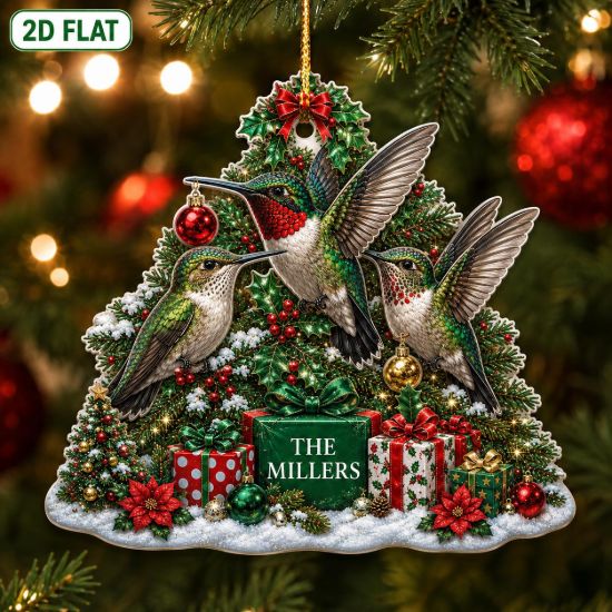 Picture of Personalized Hummingbird Christmas Ornament, Custom Bird Acrylic Ornament, Nature Lover Gift, Garden Bird Keepsake, Christmas Holiday Decor