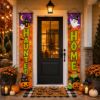 Picture of Halloween Door Banner Set of 2, Spooky Front Porch Decor, Halloween Hanging Signs, Fall Outdoor Home Decoration, Haunted Season Entryway