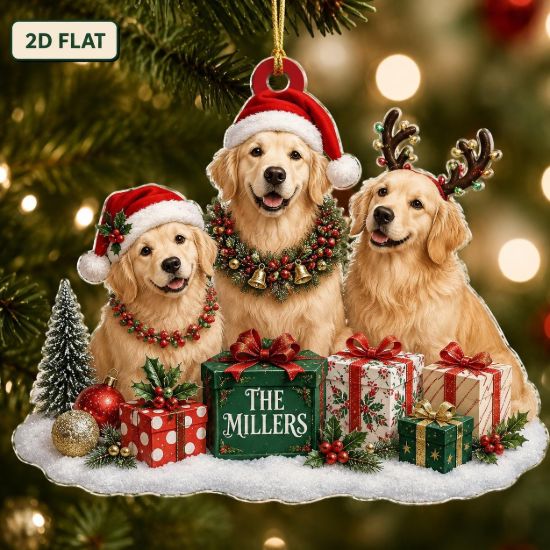 Picture of Personalized Golden Retriever Christmas Ornament, Custom Dog Family Ornament, Golden Retriever Lover Gift, Pet Memory Holiday Keepsake Decor