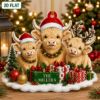 Picture of Personalized Highland Cow Christmas Ornament, Custom Scottish Highland Cattle Family Ornament, Farm Animal Lover Gift, Rustic Keepsake Decor