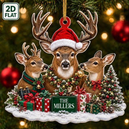 Picture of Personalized Deer Hunting Christmas Ornament, Custom Reindeer Family Ornament, Woodland Christmas Holiday Keepsake, Wildlife Lover Gift 2026