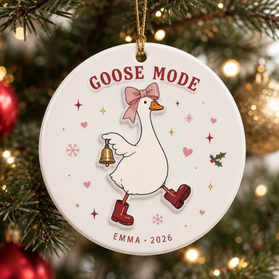 Picture of Personalized Goose Mode 2 Layer Ceramic Ornament, Custom Name Funny Christmas Keepsake, Cute Goose Lover Unique Holiday Gift for Her 2026