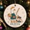 Picture of Personalized Goose Artist 2 Layer Ceramic Ornament, Custom Name Painter Christmas Keepsake, Art Teacher Creative Holiday Gift for Her 2026