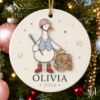 Picture of Personalized Goose Equestrian 2 Layer Ceramic Ornament, Custom Name Horse Rider Christmas Keepsake, Riding Instructor Holiday Gift for Her