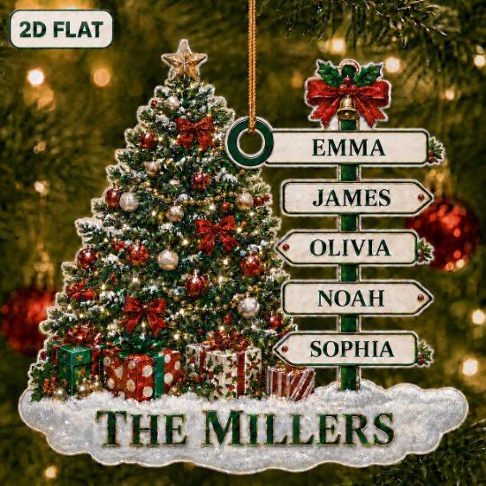 Picture of Personalized Family Christmas Ornament, Custom Family Name Christmas Tree Keepsake, Family Name Tree Decor, Holiday Gift Family Ornament