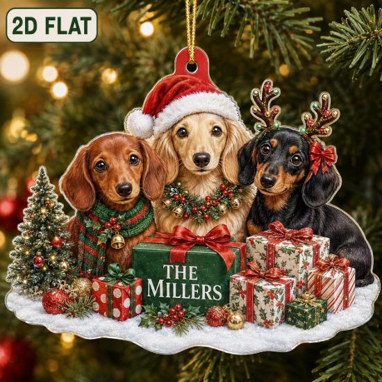 Picture of Personalized Dachshund Dog Christmas Ornament, Custom Dachshund Family Keepsake, Dachshund Gift, Pet Lover Christmas Holiday Decor 2026