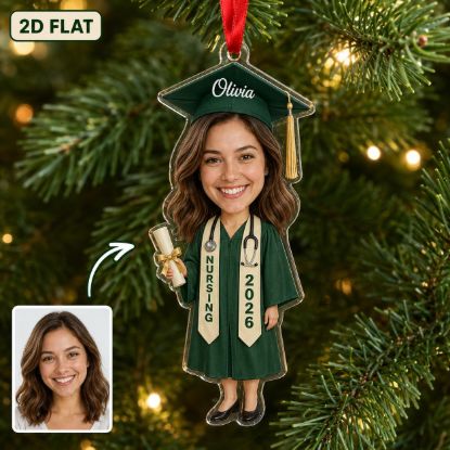 Picture of Personalized Nursing Graduation Christmas Ornament, Custom Nurse Graduate Gift, Nursing School Graduation Decor, Class of 2026 Keepsake Gift