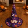 Picture of Personalized Halloween Witch Hat, Custom Name Adult Kids Witch Costume Hat, Spooky Halloween Party Cosplay Trick or Treat Gift Halloween Hat