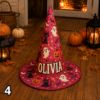 Picture of Personalized Halloween Witch Hat, Custom Name Adult Kids Witch Costume Hat, Spooky Halloween Party Cosplay Trick or Treat Gift Halloween Hat