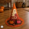Picture of Personalized Halloween Witch Hat, Custom Name Witch Costume Kids Adults, Spooky Ghost Pumpkin Halloween Party Trick or Treat Hat Halloween
