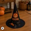Picture of Personalized Halloween Witch Hat, Custom Name Witch Costume Kids Adults, Spooky Ghost Pumpkin Halloween Party Trick or Treat Hat Halloween