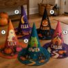 Picture of Personalized Halloween Witch Hat, Custom Name Witch Costume Kids Adults, Spooky Ghost Pumpkin Halloween Party Trick or Treat Hat Halloween