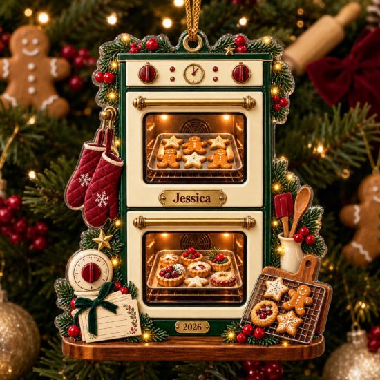 Picture of Personalized Baking Oven Acrylic Ornament 2026, Custom Name Double Oven Christmas Keepsake, Baker Gift, Home Baker Kitchen Holiday Decor