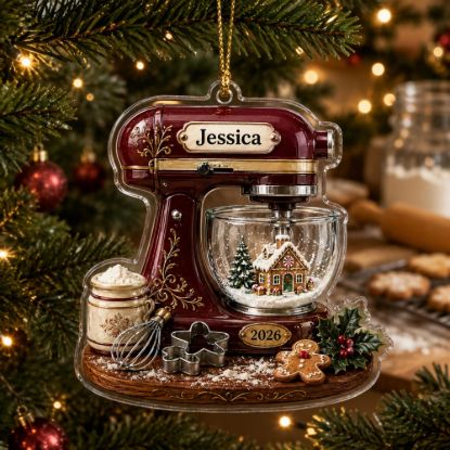 Picture of Personalized Stand Mixer Acrylic Ornament 2026, Custom Name Baker Christmas Keepsake, Baking Lover Gift, Kitchen Holiday Tree Decor