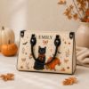 Picture of Personalized Halloween Handbag, Custom Name Black Cat Purse, Pumpkin Autumn Tote Bag, Spooky Fall Bag, Witchy Gift for Her, Cat Lover Gift
