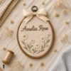 Picture of Personalized Embroidery Hoop Ornament, Custom Name Floral Hoop, Wildflower Nursery Decor, Baby Girl Keepsake, Personalized Gift Embroidered