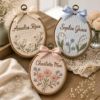 Picture of Personalized Embroidery Hoop Ornament, Custom Name Floral Hoop, Wildflower Nursery Decor, Baby Girl Keepsake, Personalized Gift Embroidered