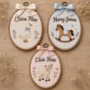 Picture of Personalized Name Embroidery Hoop, Farm Animal Nursery Decor, Goose Horse Lamb Wall Art, Baby Shower Gift, Custom Kids Room Keepsake Decor