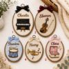 Picture of Personalized Music Embroidery Hoop, Custom Name Nursery Wall Decor, Musical Instrument Ornament, Piano Violin Drum Trumpet Gift for Kid Room