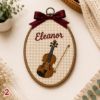 Picture of Personalized Music Embroidery Hoop, Custom Name Nursery Wall Decor, Musical Instrument Ornament, Piano Violin Drum Trumpet Gift for Kid Room