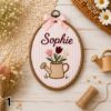 Picture of Personalized Garden Name Embroidery Hoop, Floral Nursery Decor, Watering Can Rain Boots Wheelbarrow Wall Art, Baby Shower Gift, Kids Decor