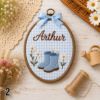 Picture of Personalized Garden Name Embroidery Hoop, Floral Nursery Decor, Watering Can Rain Boots Wheelbarrow Wall Art, Baby Shower Gift, Kids Decor