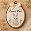 Picture of Personalized Woodland Embroidery Hoop, Custom Name Nursery Decor, Bunny Bear Deer Wall Art, Baby Shower Gift, Kids Room Decor, Baby Keepsake