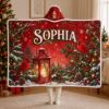 Picture of Personalized Christmas Wearable Blanket, Custom Name Cardinal Hooded Blanket, Red Bird Sherpa Blanket, Cozy Christmas Gift 2026