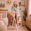 Picture of Personalized Cowgirl Wearable Blanket, Custom Name Western Hooded Blanket, Pink Cowboy Sherpa Blanket, Horse Gift for Girls Christmas