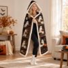 Picture of Personalized Halloween Wearable Blanket, Spooky Movie Night Hooded Blanket, Custom Name Ghost Sherpa Blanket, Halloween Gift for Adults