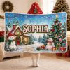 Picture of Personalized Christmas Wearable Blanket, Custom Name Snowman Hooded Blanket, Sherpa Holiday Blanket, Christmas Gift for Kids & Adults