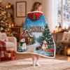 Picture of Personalized Christmas Wearable Blanket, Custom Name Snowman Hooded Blanket, Sherpa Holiday Blanket, Christmas Gift for Kids & Adults