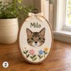 Picture of Personalized Pet Embroidery Hoop, Custom Dog or Cat Portrait, Pet Name Wall Art, Dog Mom Gift, Cat Mom Gift, Pet Lover Keepsake Home Decor