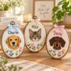 Picture of Personalized Pet Embroidery Hoop, Custom Dog or Cat Portrait, Pet Name Wall Art, Dog Mom Gift, Cat Mom Gift, Pet Lover Keepsake Home Decor