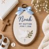 Picture of Personalized Baptism Embroidery Hoop, Custom Name & Date Christening Gift, Baby Baptism Keepsake, Christian Nursery Decor, Godchild Keepsake
