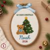 Picture of Personalized Baby First Christmas Embroidery Hoop, Custom Name Nursery Decor, My First Christmas Gift, Woodland Baby Keepsake, 2026 Keepsake