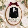 Picture of Personalized Wedding Embroidery Hoop, Custom Couple Names & Date, Bride Groom Keepsake, Wedding Dress Tuxedo Gift, Anniversary Wall Decor