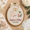 Picture of Personalized Wedding Embroidery Hoop, Custom Couple Names & Date, Bride Groom Keepsake, Wedding Dress Tuxedo Gift, Anniversary Wall Decor