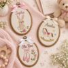Picture of Personalized Baby Girl Embroidery Hoop, Custom Name Nursery Decor, Bunny Rocking Horse Ballet Wall Art, Newborn Gift, Baby Shower Keepsake