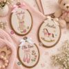 Picture of Personalized Baby Girl Embroidery Hoop, Custom Name Nursery Decor, Bunny Rocking Horse Ballet Wall Art, Newborn Gift, Baby Shower Keepsake