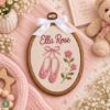 Picture of Personalized Baby Girl Embroidery Hoop, Custom Name Nursery Decor, Bunny Rocking Horse Ballet Wall Art, Newborn Gift, Baby Shower Keepsake