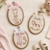 Picture of Personalized Baby Girl Embroidery Hoop, Custom Name Nursery Decor, Bunny Rocking Horse Ballet Wall Art, Newborn Gift, Baby Shower Keepsake