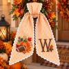 Picture of Personalized Fall Football Door Scarf, Custom Initial Pumpkin Wreath Sash, Autumn Front Door Decor, Thanksgiving Football Gift Fall Pumpkin