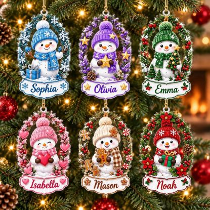 Picture of Personalized Snowman Christmas Ornament 2026, Custom Name Snowman Ornament, Kids Christmas Gift, Family Holiday Keepsake, Stocking Stuffer