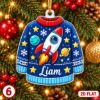 Picture of Personalized Christmas Sweater Ornament 2026, Custom Name Ugly Christmas Sweater, Kids Holiday Ornament, Stocking Stuffer Gift Christmas